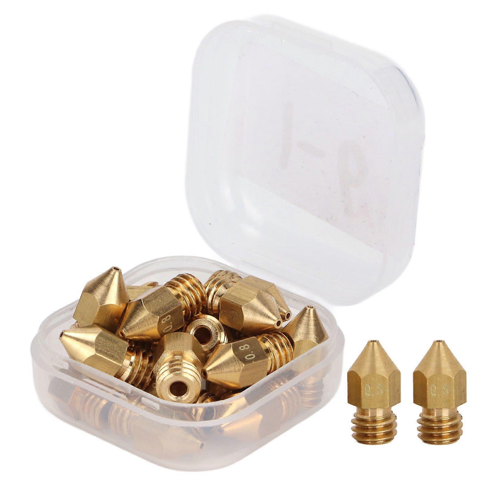 20pcs MK8 Nozzle Kit 1.75mm M6 Thread Polished Extruder Nozzles with Storage Box for 3D Printer Replacement0.8mm