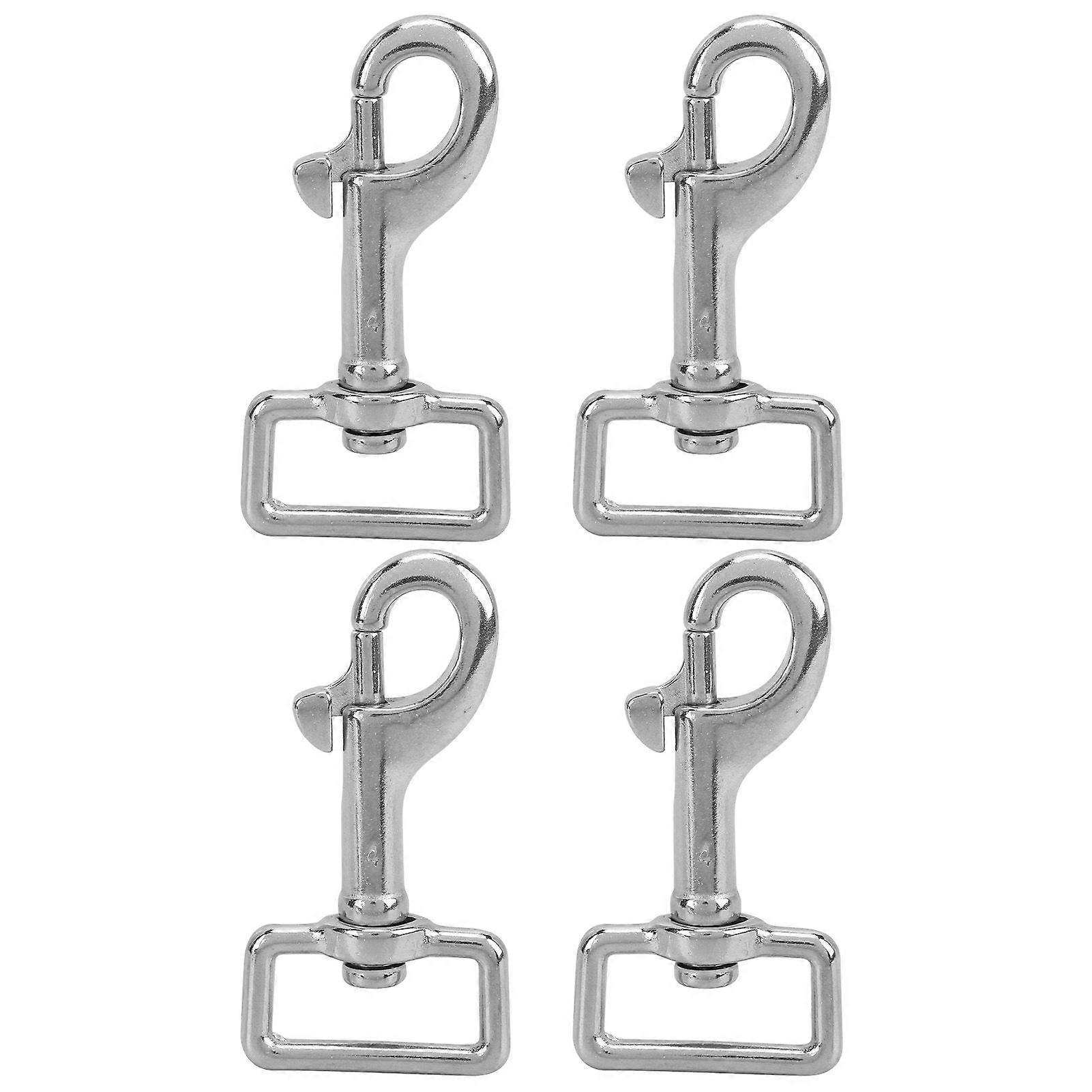 4PCS Snap Hook Square Ring Single Head Dog Leash Buckle Stainless Steel for Wallet BackpackL80mm / 120kg