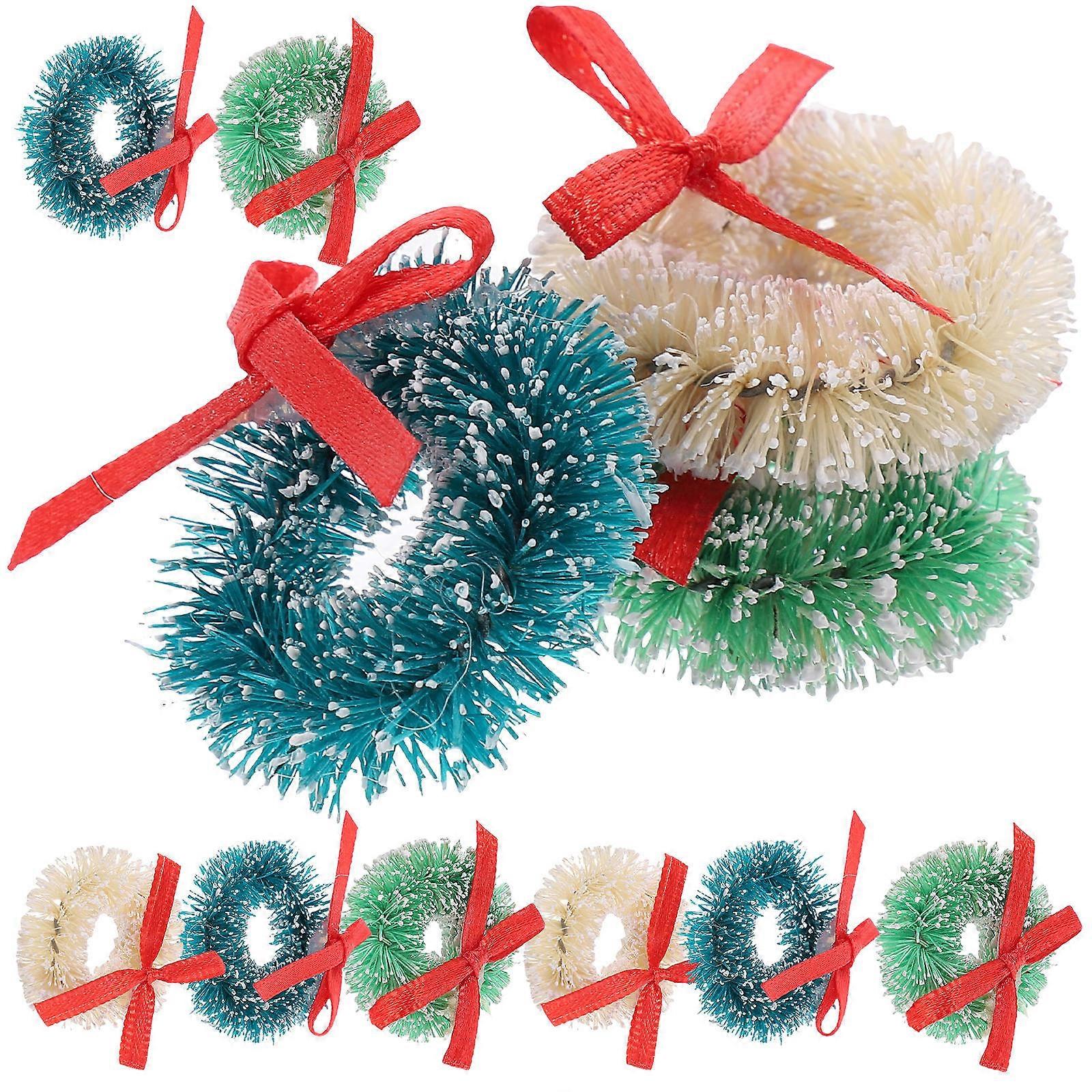 Christmas Miniature Wreath Decorations for Crafts 30Pcs Assorted Color Wreaths