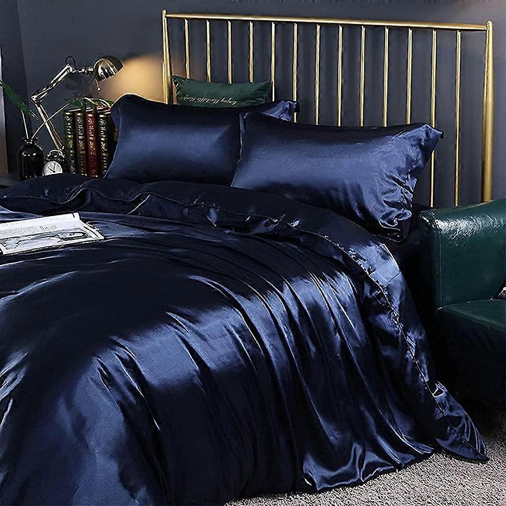 Silk Duvet Queen Size Satin Bedding Reversible Set Pillowcases And Bed Cover Color D