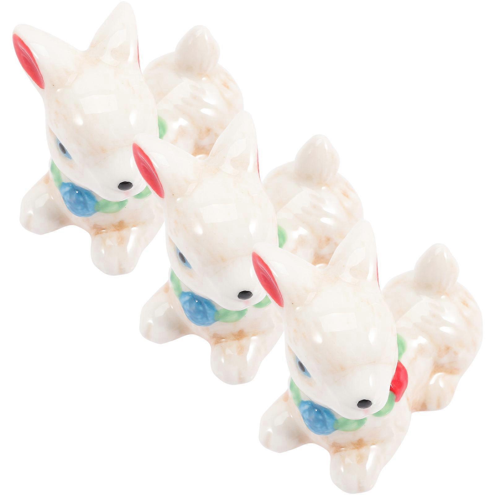 Rabbit Decoration 6Pcs White Stable Placement Rabbits Figurines Table Ornament for Decor