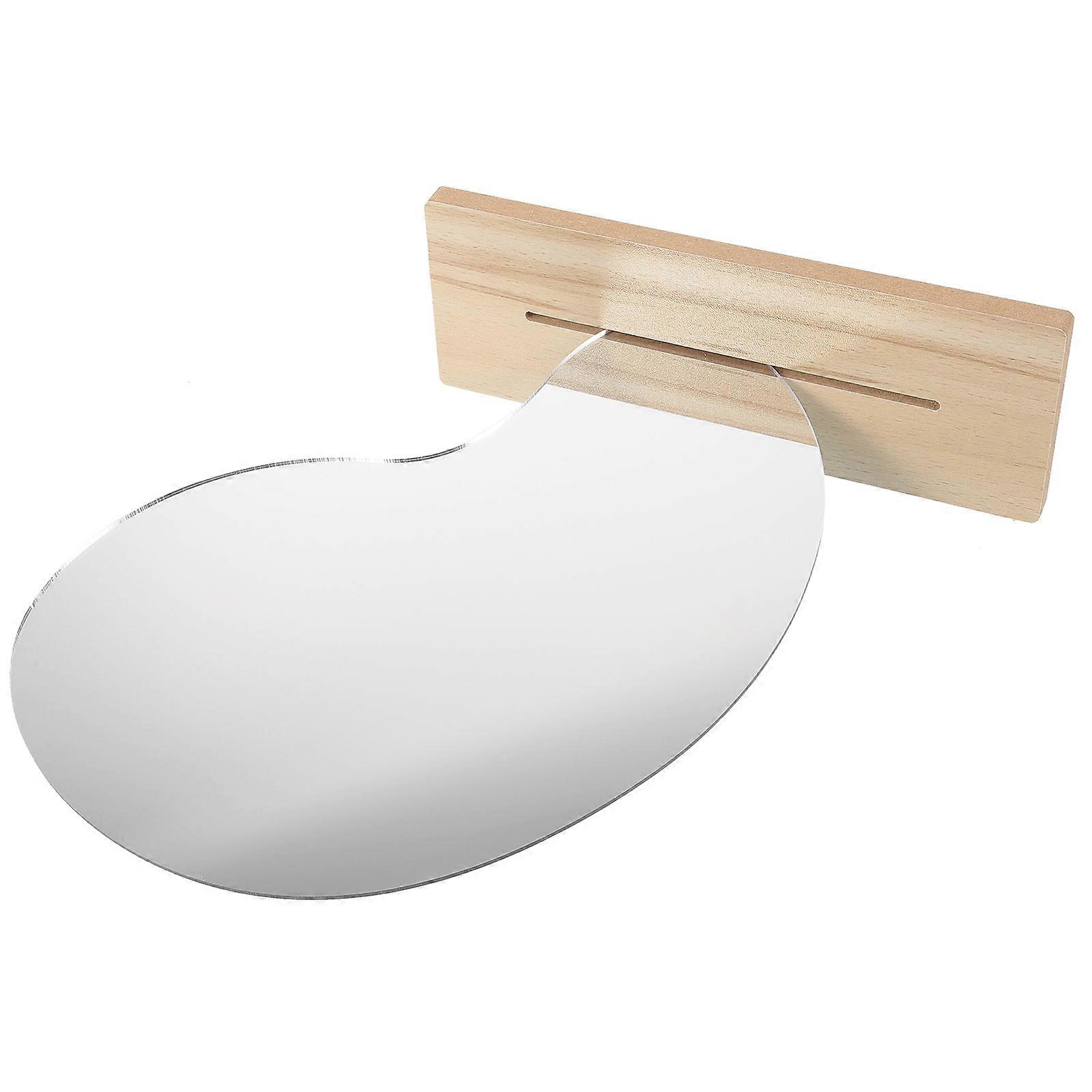 White Acrylic Makeup Mirror with Wooden Stand for 4Sets