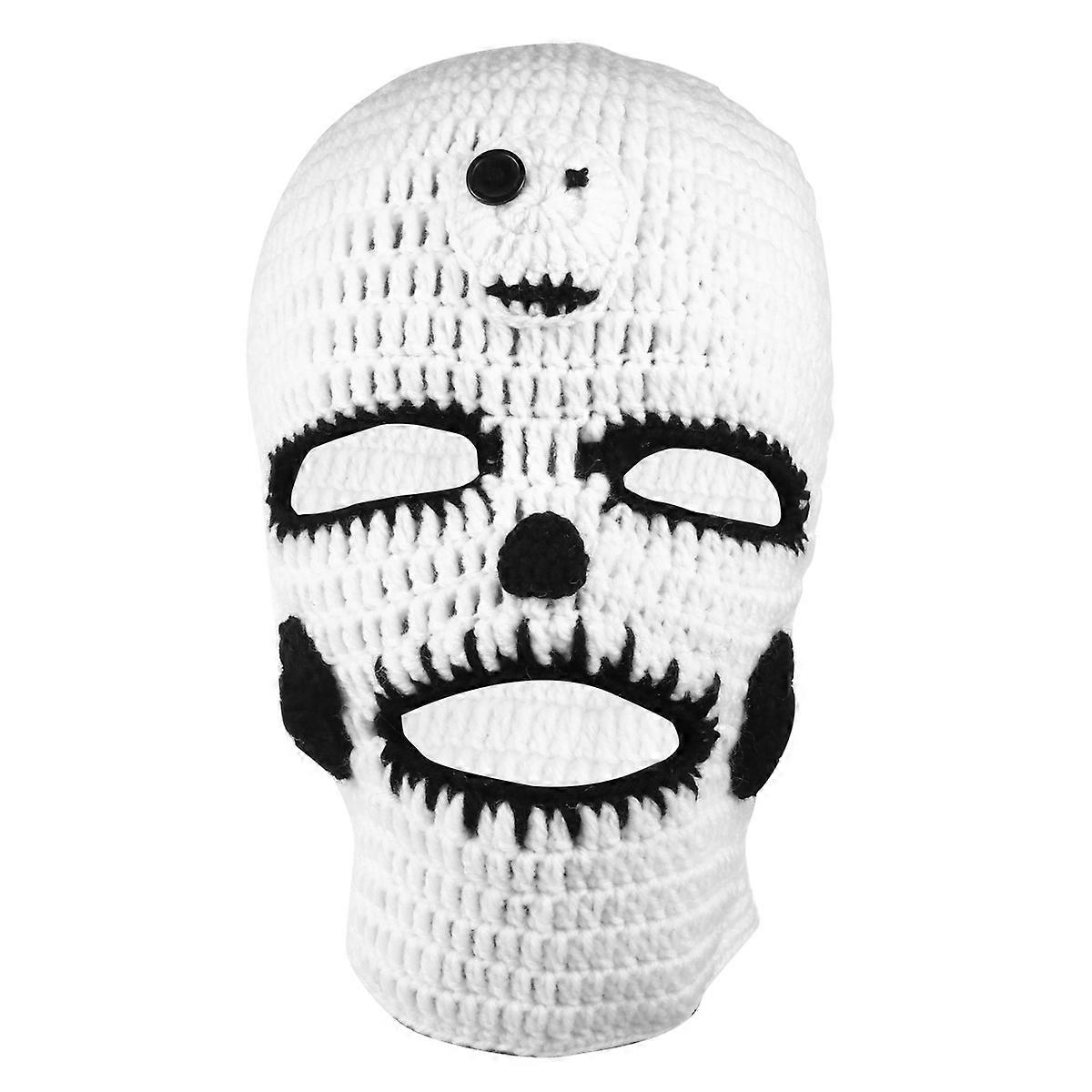 White Halloween Hat for Decoration Use 2Pcs Skull Design Knitted Cap