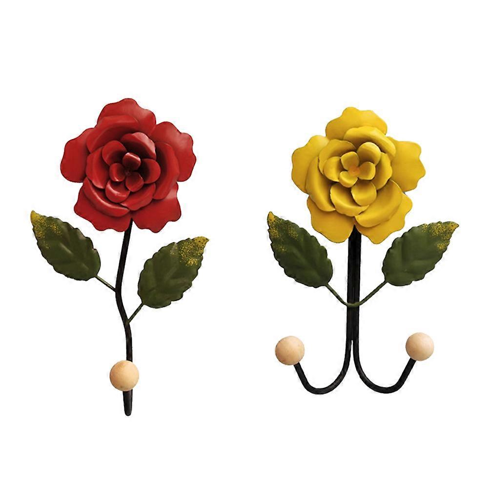 Wall Hooks with Rose Design for Clothes Hanging and Key Storage 4Pcs