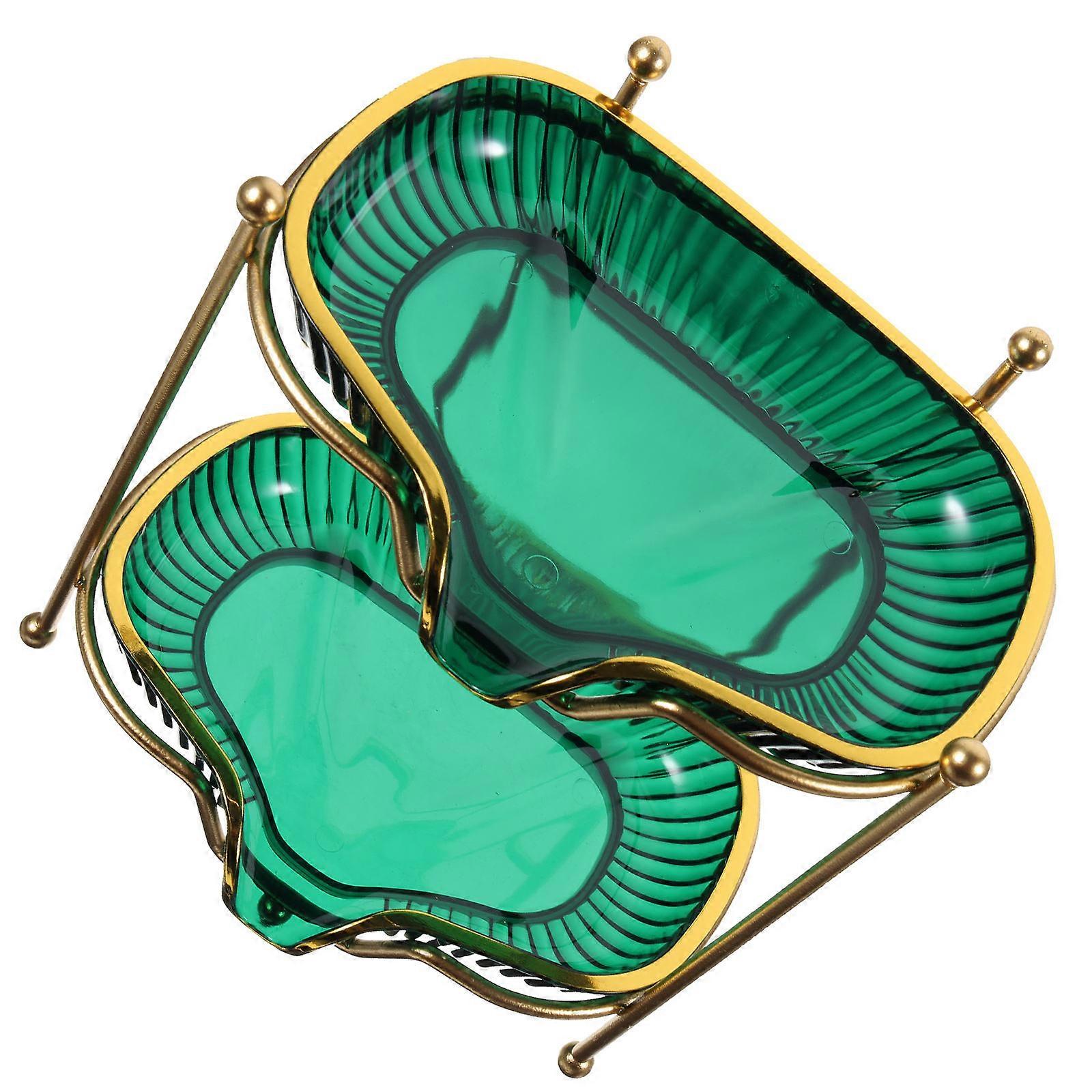 Double Layer Soap Holder Tray for Storage Use 4Pcs Green Countertop Soap Dish