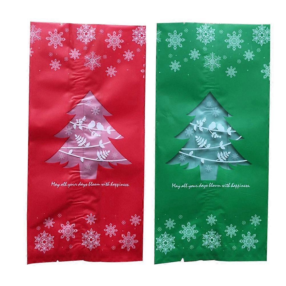 Flat Cookies Bags for Storage Candies 50Pcs Green Christmas Tree Pattern