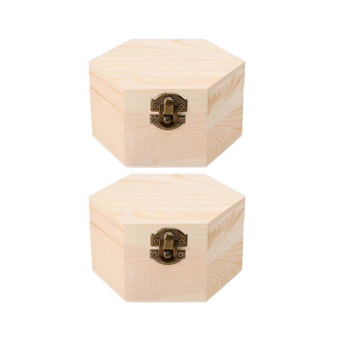 Soap Flower Box Hexagonal Wood Case for Storage 6Pcs Small Decorative Containers