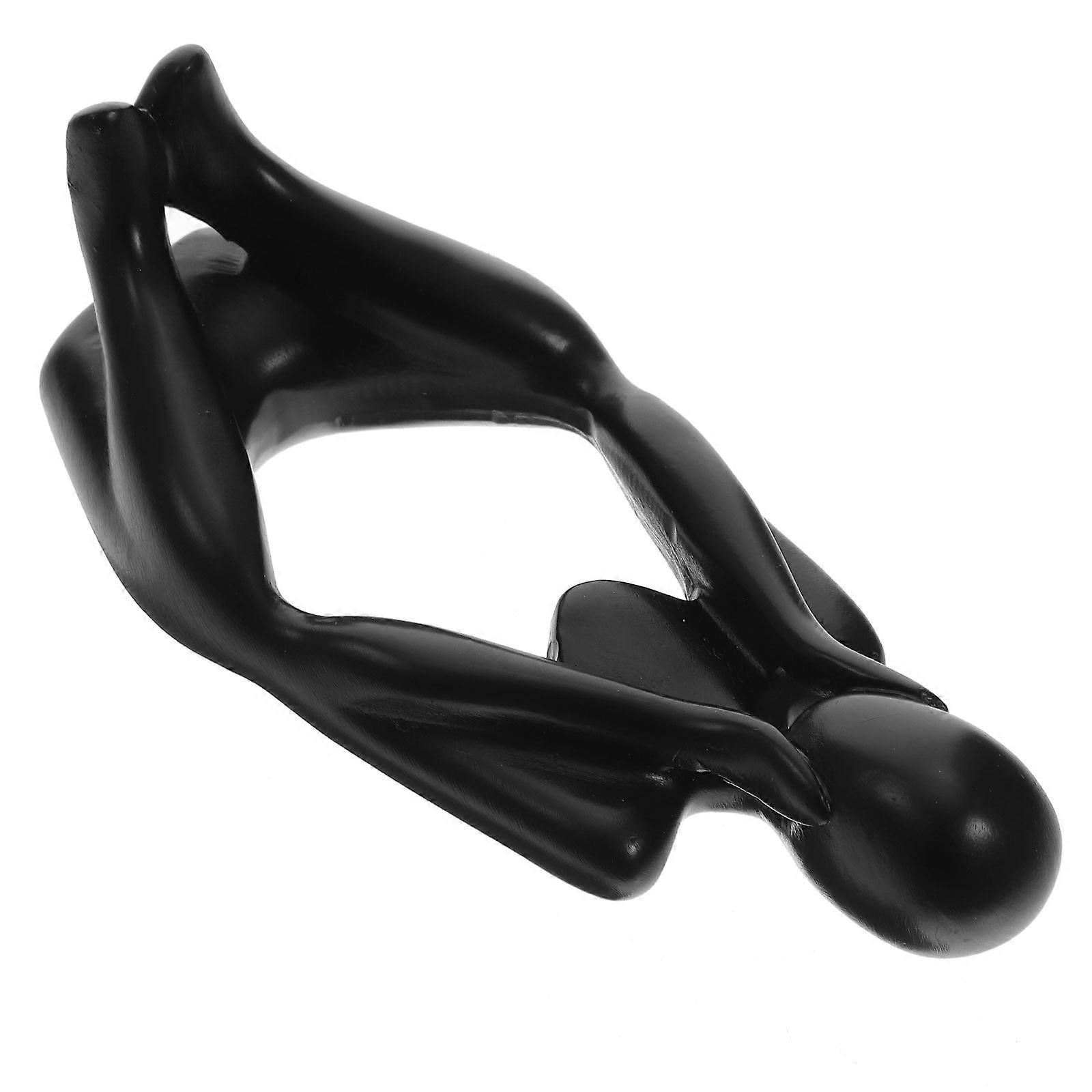 Thinker Statue Abstract Sculpture For Desk Decoration In Black Color With Modern Style 1 Set