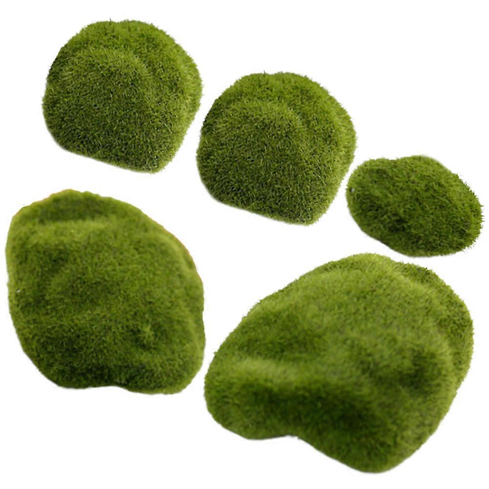 Artificial Moss Rocks Landscape Ornament Different Sizes 5Pcs