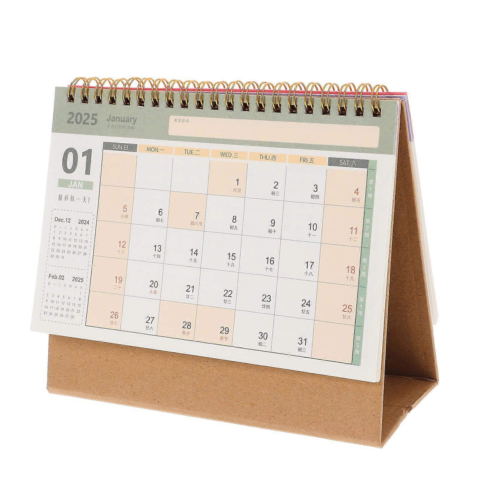 Monthly Calendar 3Pcs Thick Paper Material Classroom Conference Room 2024-2025 Simple Design Flip