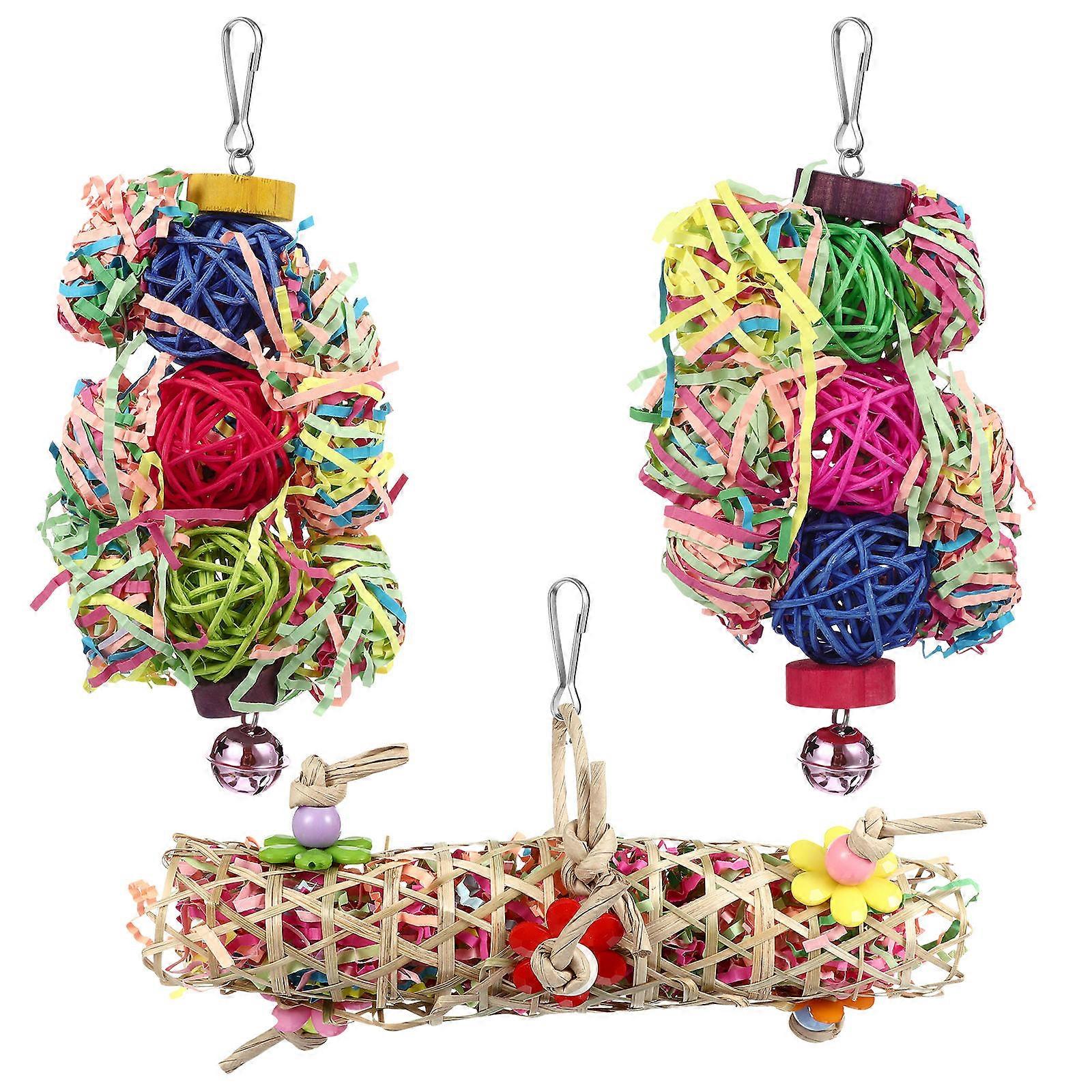 Bird Toys Balacoo Rattan Balls Shredder Toy Foraging 2Pcs Set