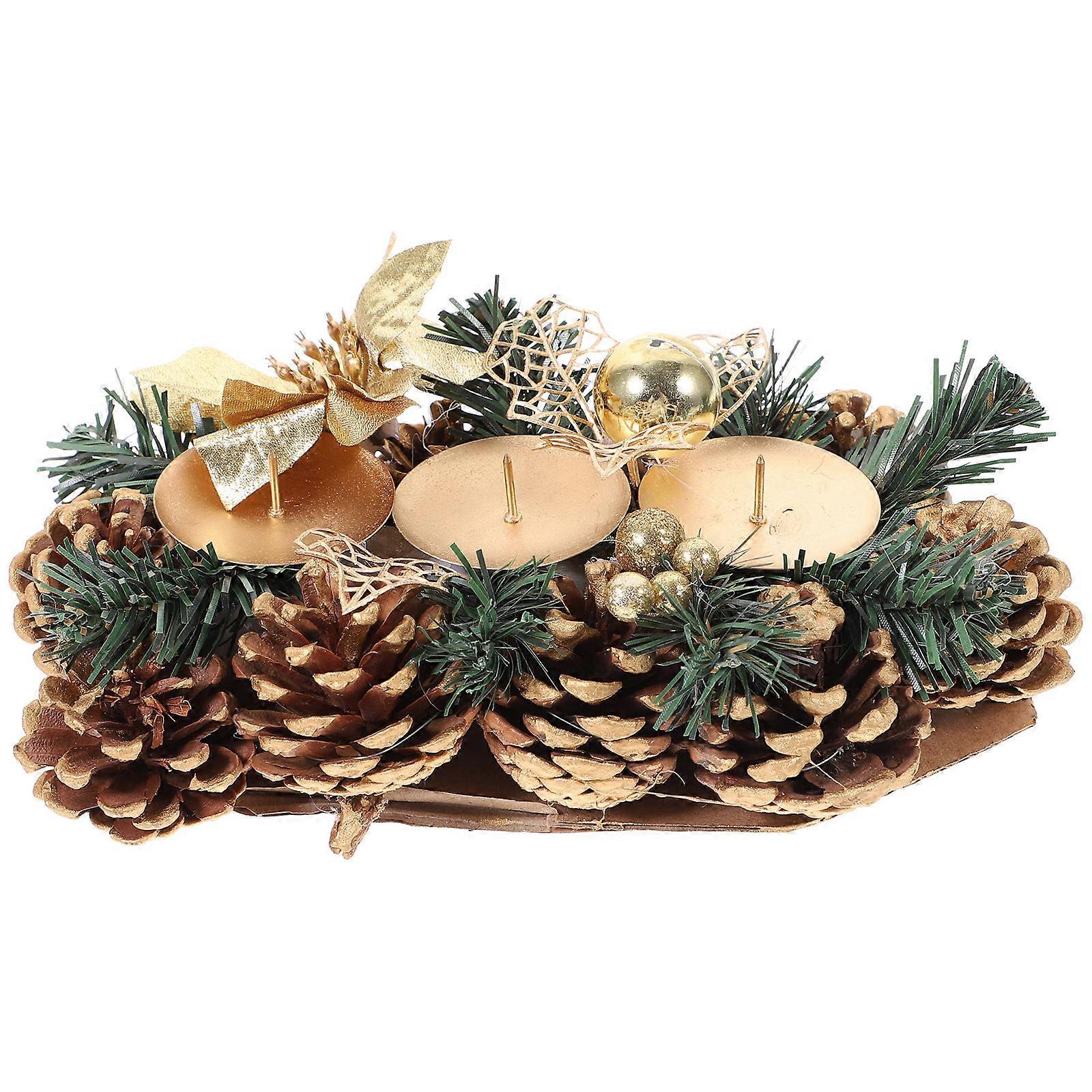 Tealight Holder Pine Cone Candle Stand for Decoration 2Pcs Rustic Branch Design