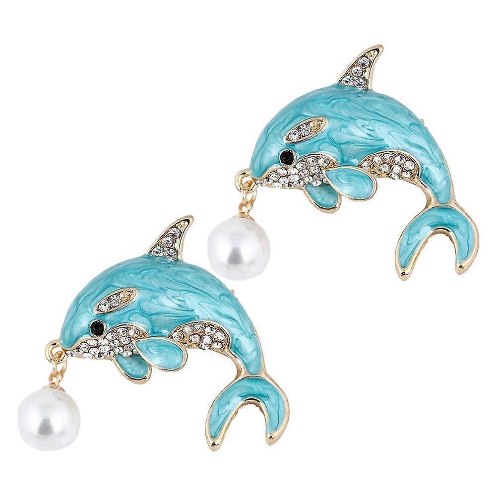 Ocean Themed Brooch Pins With Dolphin Shape And Sky-Blue Color Perfect For Various Occasions 2Pcs