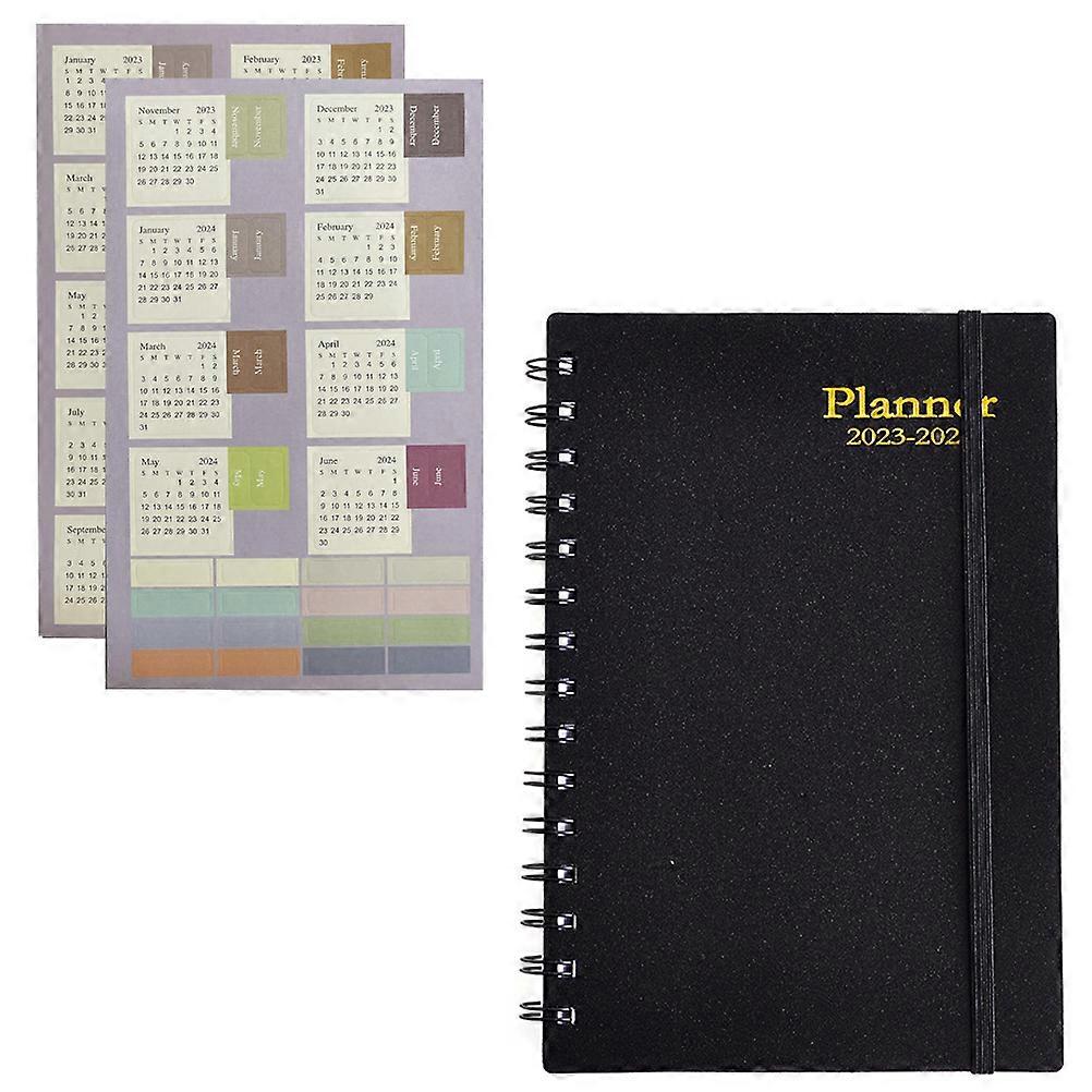 Spiral Weekly Planner A5 Schedule Notepad For Work Study Journey Recording And Diary Writing Black Color With 1Pcs