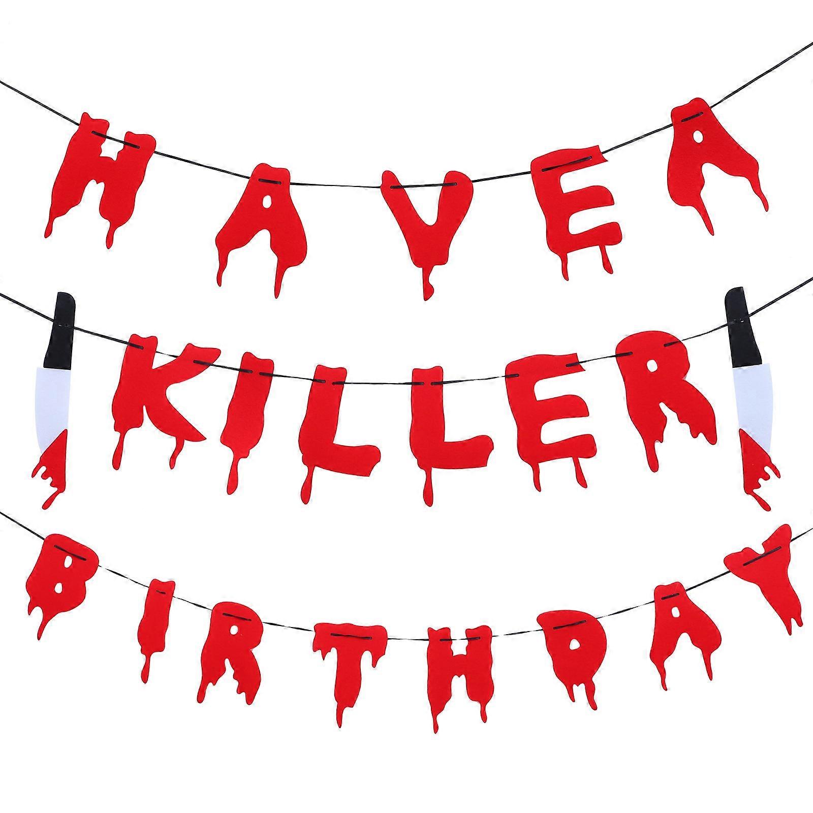 Halloween Birthday Party Banner Red Color for 6Sets