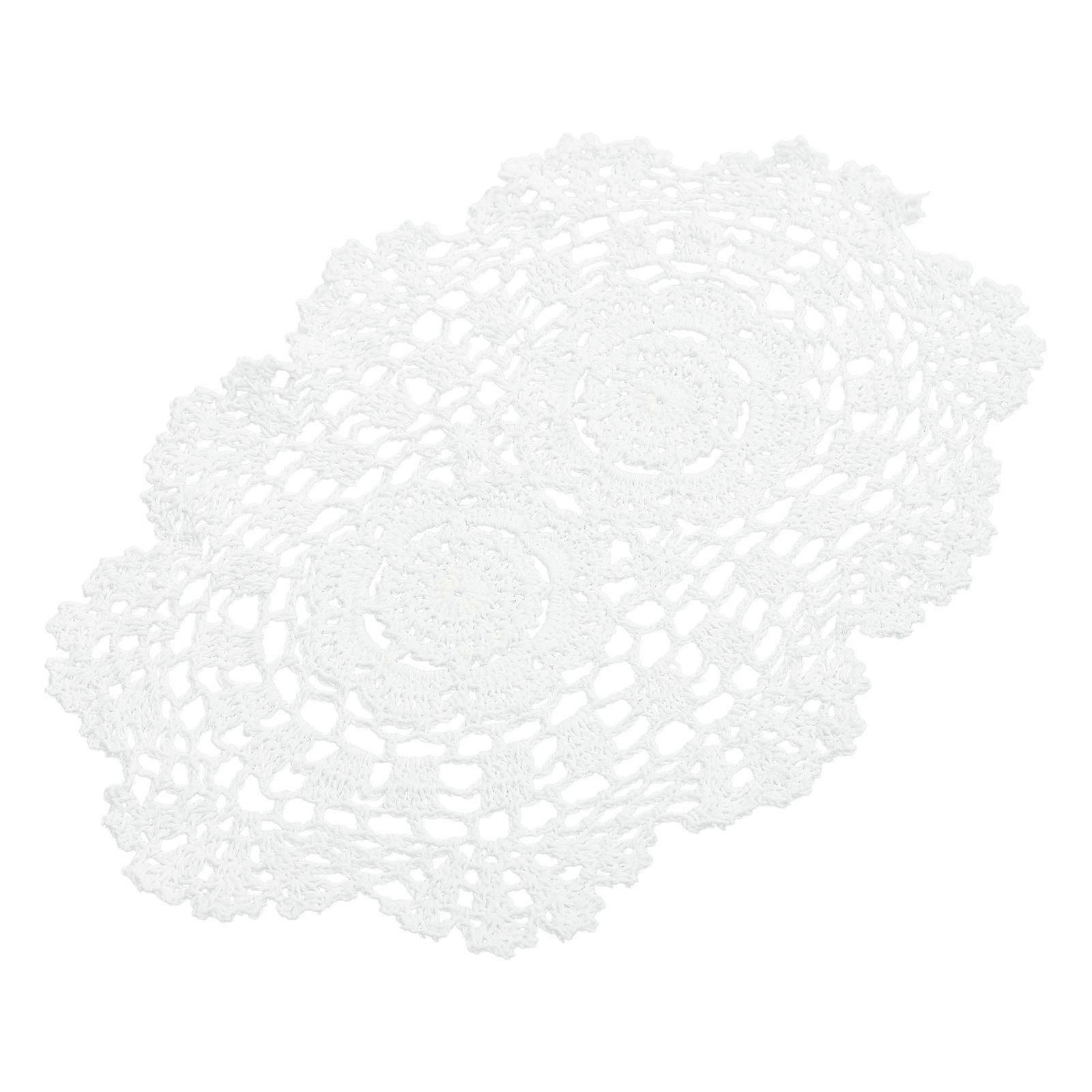 Dining Table Decor Cotton Lace Crochet Placemat Mat 5Pcs White