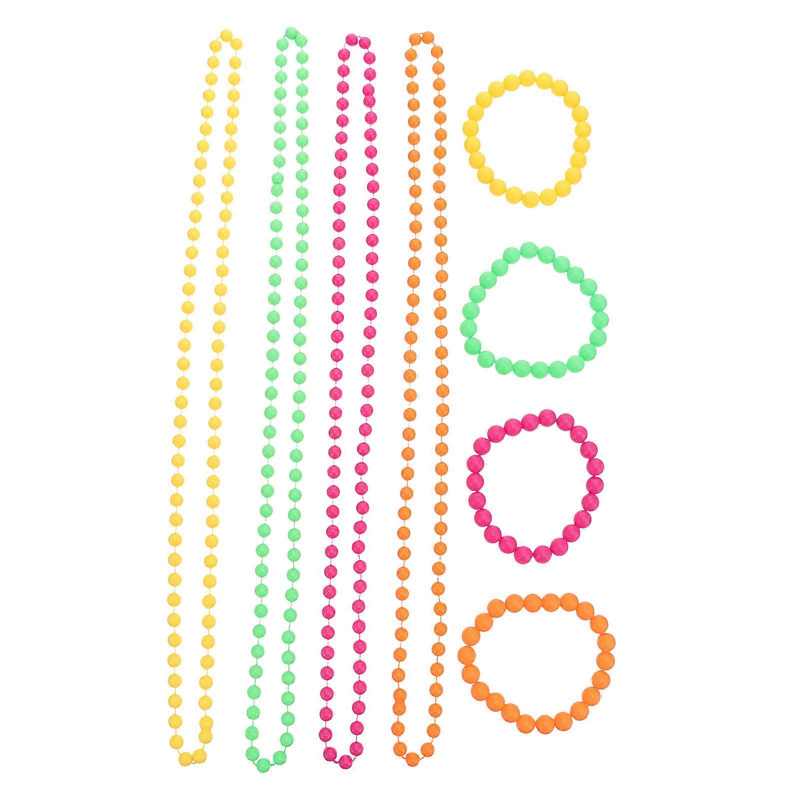 Bright Color Beaded Necklace and Bracelet Kit for Party Use 5Sets