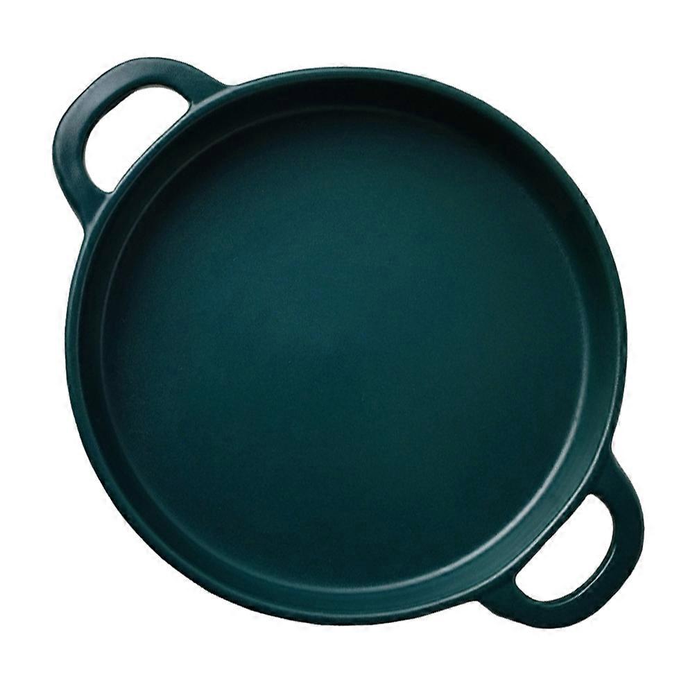 Green Ceramic Baking Dish Barbecue Pan for Kitchen Cooking Use