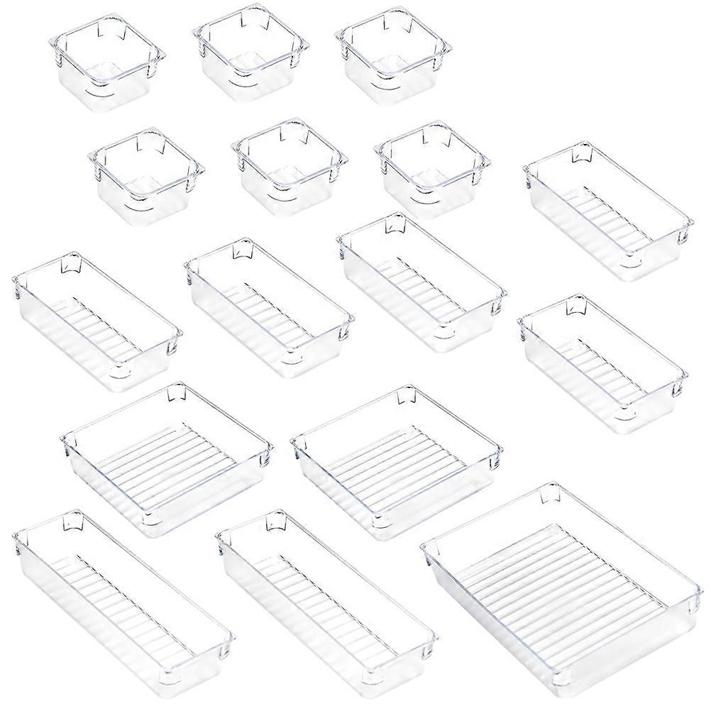 Rectangular Drawer Storage Trays For Office Use 16.26X16.26cm Space Saving Plastic Organizer 2 Sets