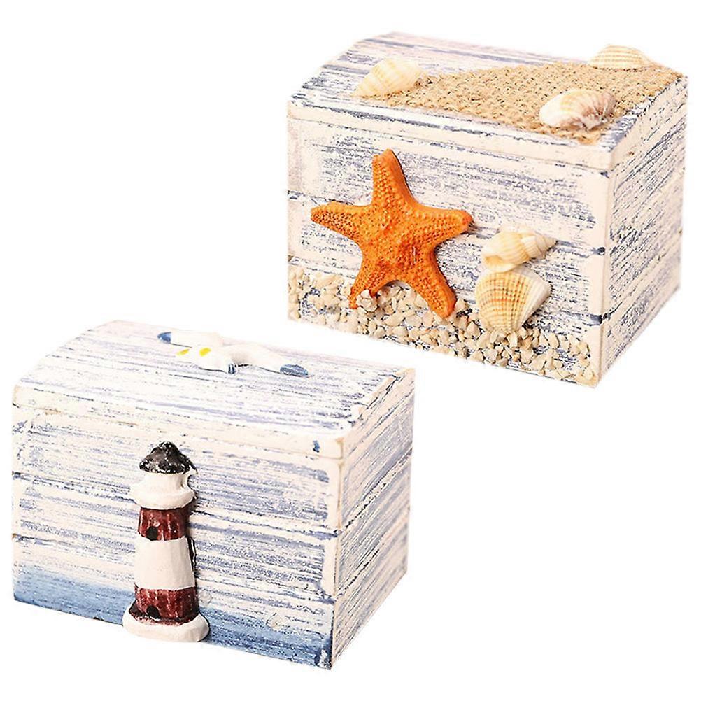 Creative Wooden Storage Box For Trinkets With Rounded Corners In Mediterranean Style With Moisture-Proof Feature 4 Pcs