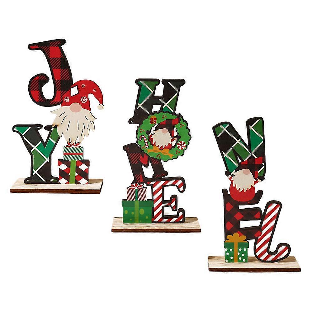 Xmas Ornament Wooden Desktop Adornment for Party Use 9Pcs Multicolor