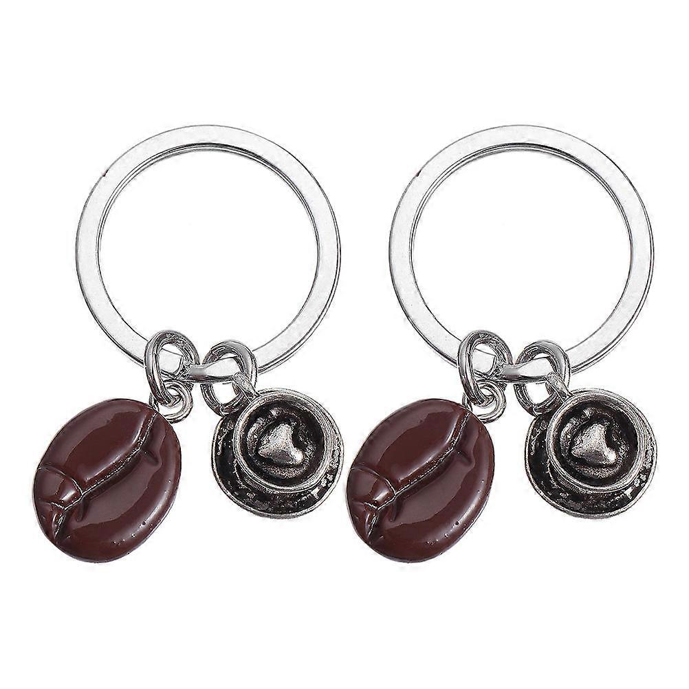 Decorative Heart Shape Coffee Bean Key Chains for Backpack Pendant 4Pcs