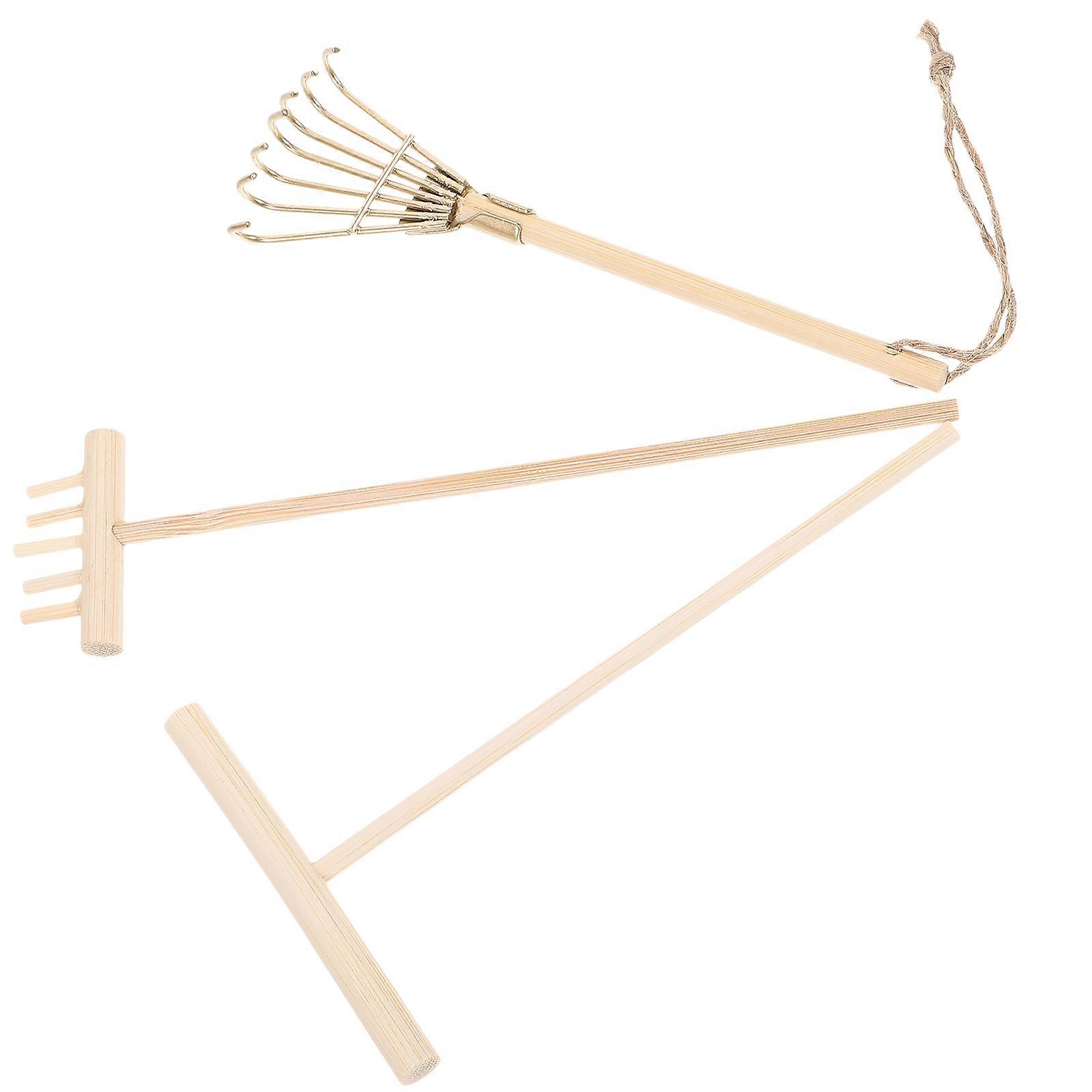 Mini Wood Rake 3Pcs Sand Table Crafts Adornments Tools Assorted Color For Creating Patterns