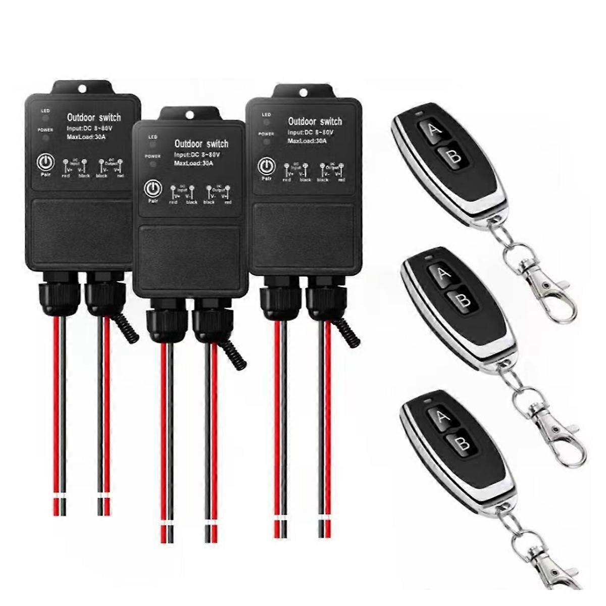433MHz Wireless Remote Control Switch Waterproof Wireless Receiver DC8V-80V 30A mitter for Pump Fan Light