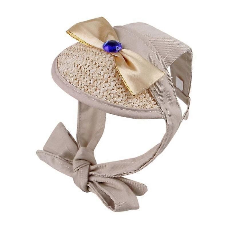 Adjustable Strap Bowknot Dog Hat Sunproof Hat For Small Pet Hiking And Walking