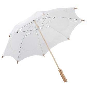 Lady Wedding Lace Umbrella Parasol Sun Umbrellas Party Bridal Photo Taking Decor(White Large)