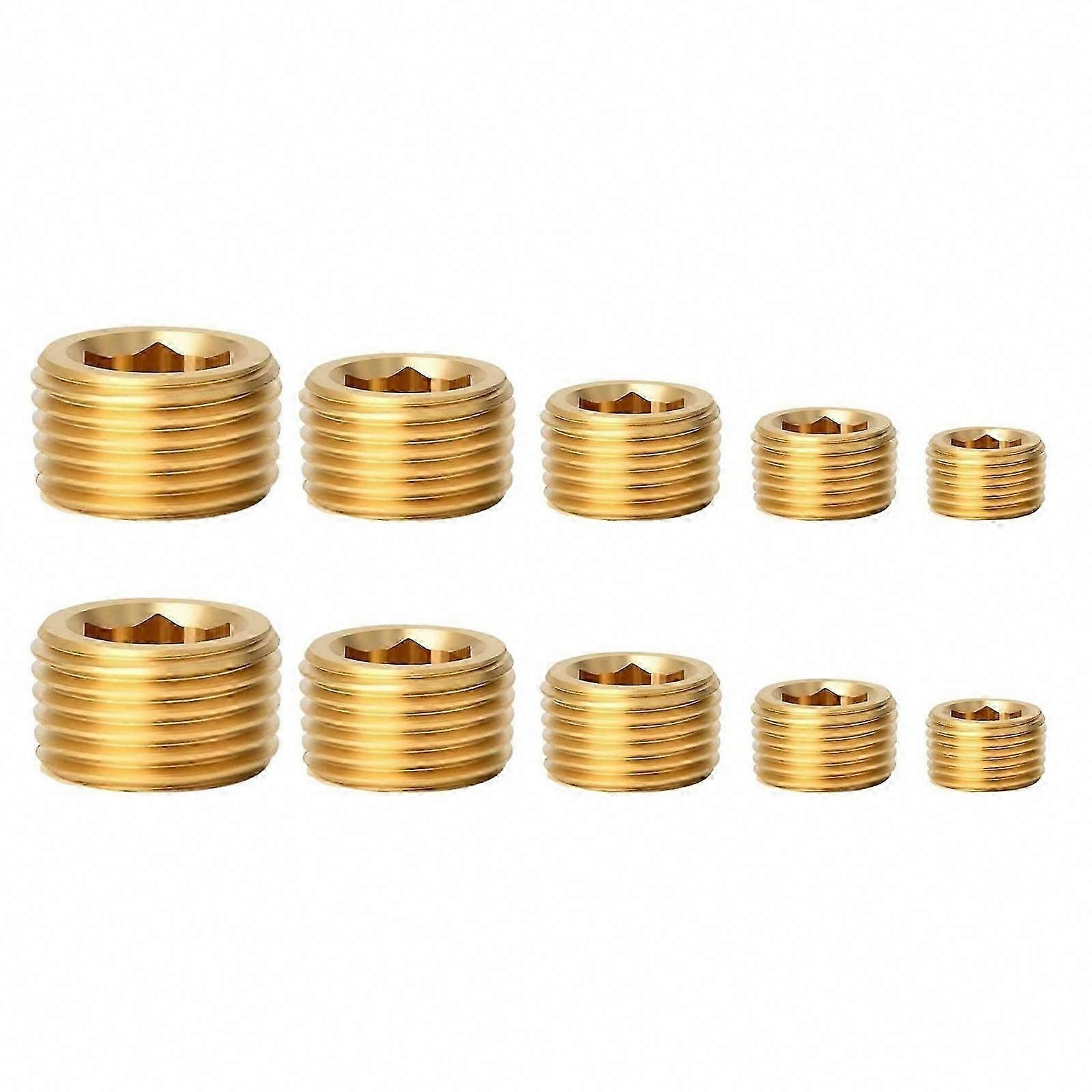 Brass Pipe Plugs Assortment Set 10/25pcs Male Internal Hex Thread for Practical Sealing in Diverse Applications