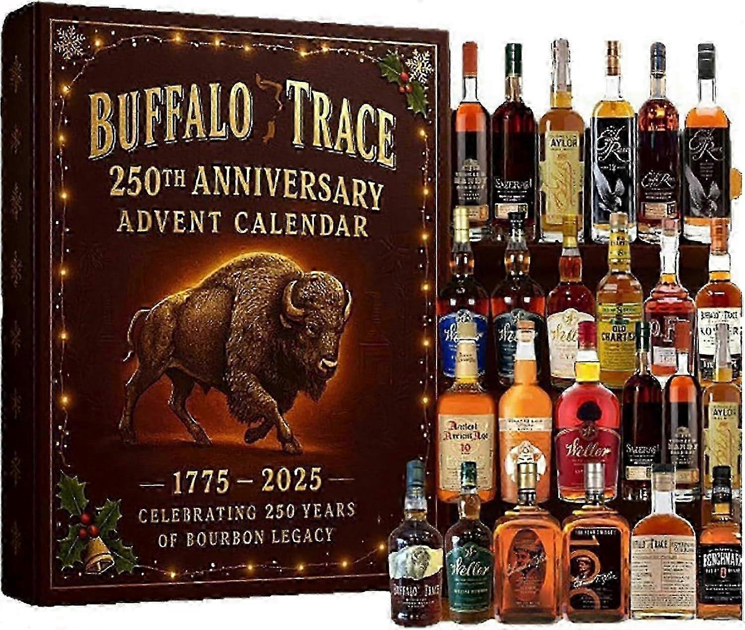 Buffalo Trace Advent Calendar 2025, 24 Days Christmas Countdown Calendar, Buffalo Trace Whiskey 250th Anniversary 2D Acrylic Pendant