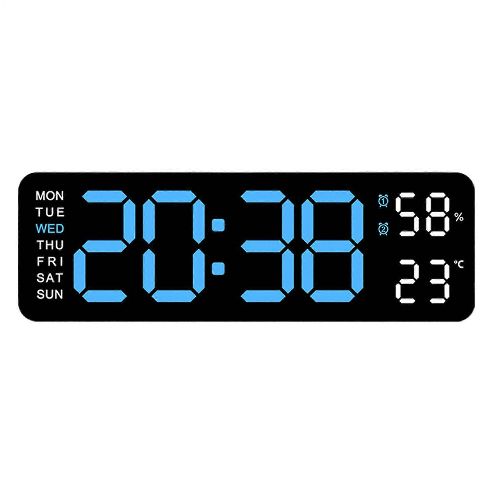 Digital Wall Clock Rectangular LED Clock, Electronic LED Display, Multifunction Modern Home Decor For Kitchen, Blue