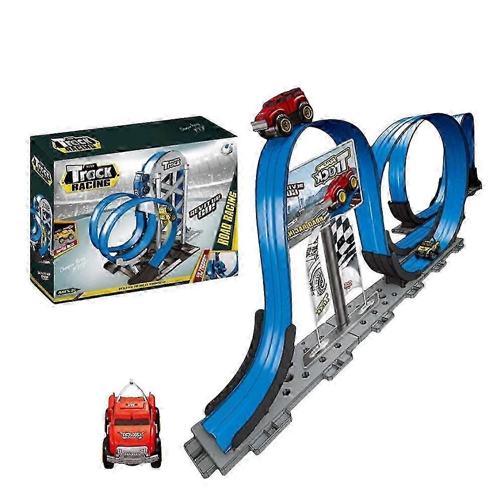 25-26 Piste interchangeable avec voiture de course lumineuse à LED, nouveaux jouets de voiture modifiables flexibles