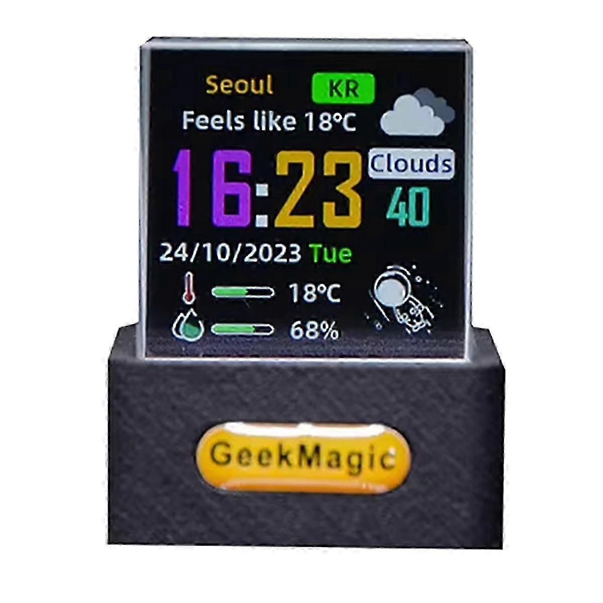 Crystal Cube Photo Display Holographic Desktop Smart Weather Station Digital Clock With Gif Animations Album
