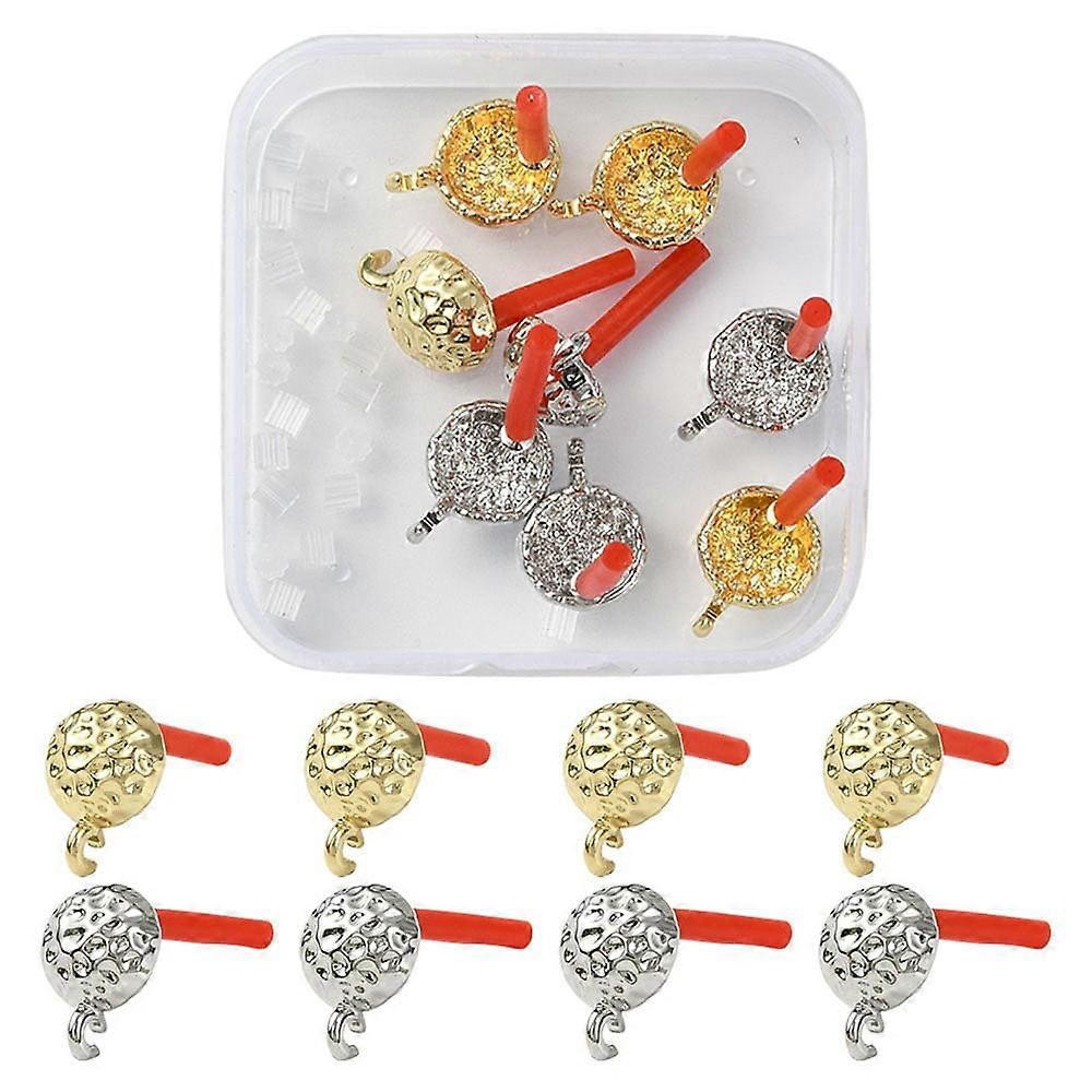 1Box 8Pcs Alloy Stud Earrings with 925 Silver Pins, 20 Pcs Plastic Nuts, Compatible with Custom Backs, 15x11mm, 2mm Hole