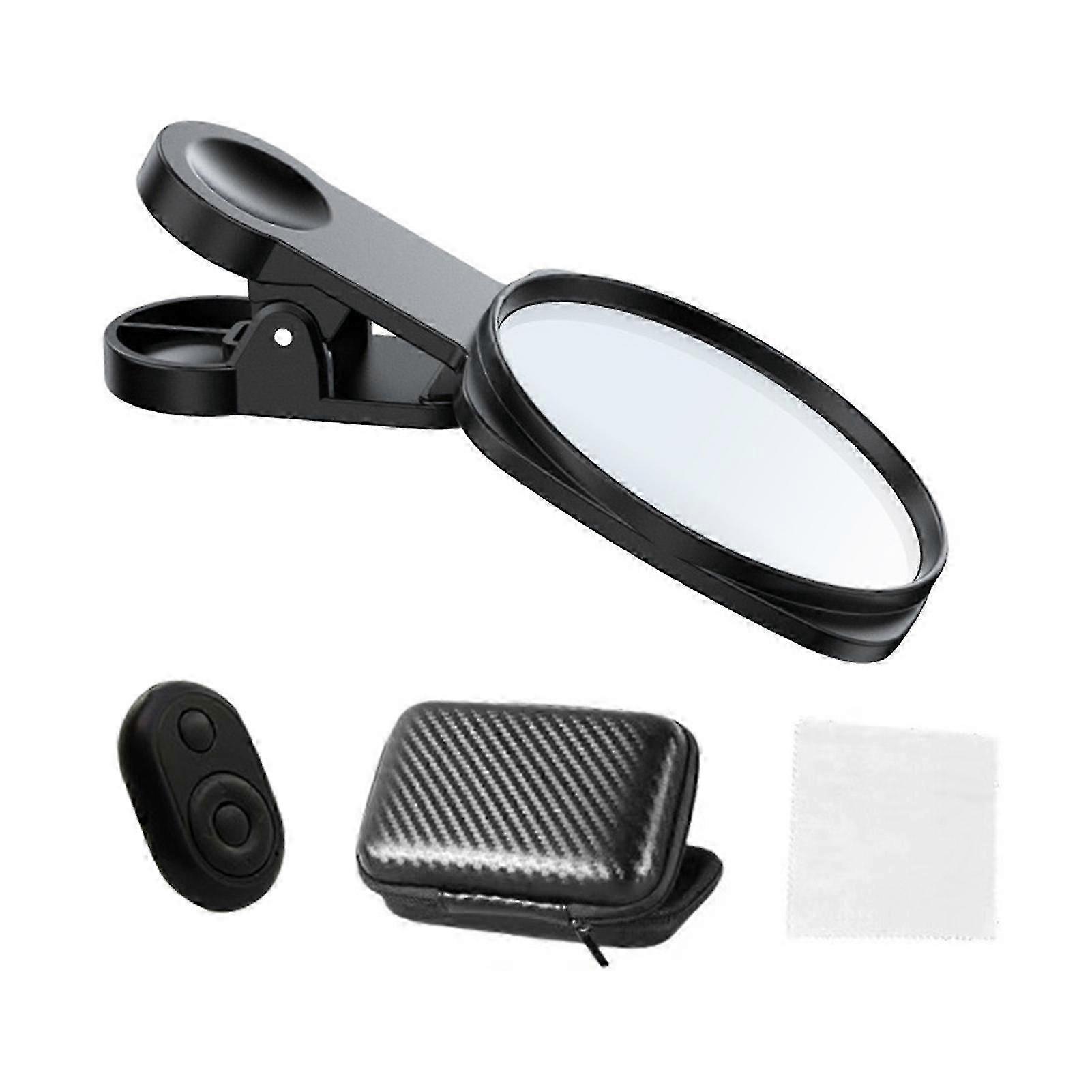 Rear Camera Selfie Mirror with Fill Light Clip-on Portable 3 Modes Light Large Mirror with Bluetooth-compatible Controller Storage Bag for G