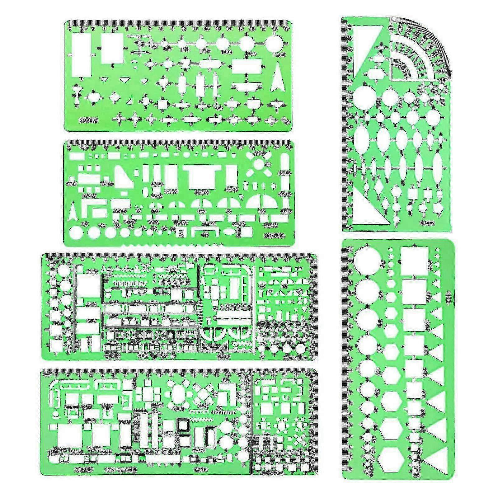 2023-6 Pcs Architect Multi Purpose Drawing Template Set House Plan Interior Design And 2025