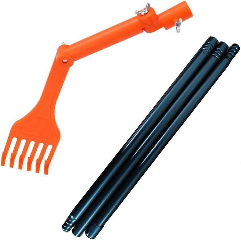 Mini Rake Head with Rotating Handle Gutter Rake Tool Gutter Cleaning Brush for Quick and Safe Removing Leaves Debris Gutters Roofs(Only head)