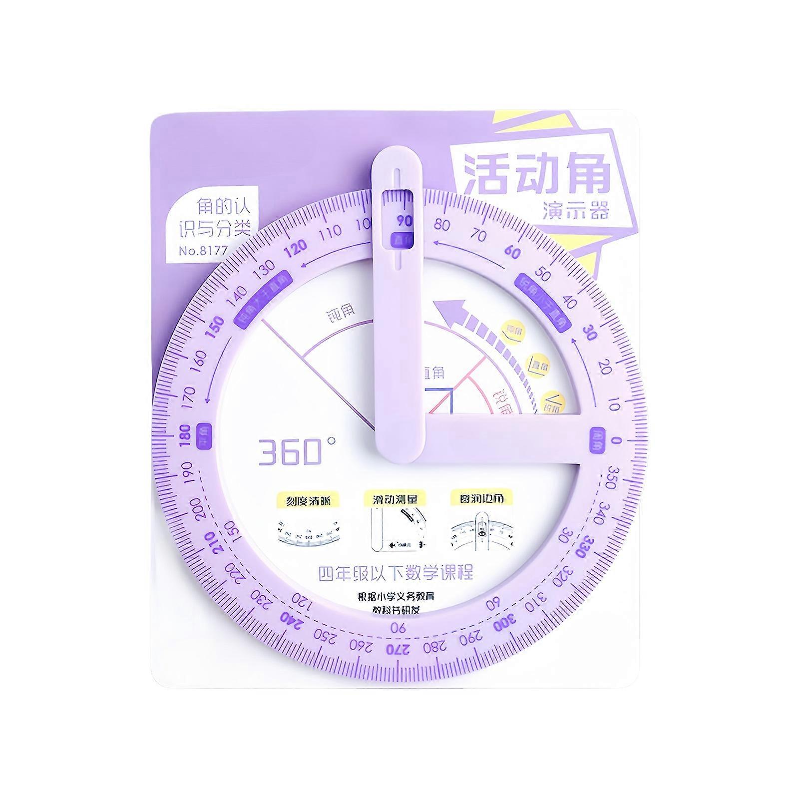 Adjustable Angle Measuring Tool Plastic Texture Suitable for Precise Math Drawing Classroom Safe Educational Supply  Purple
