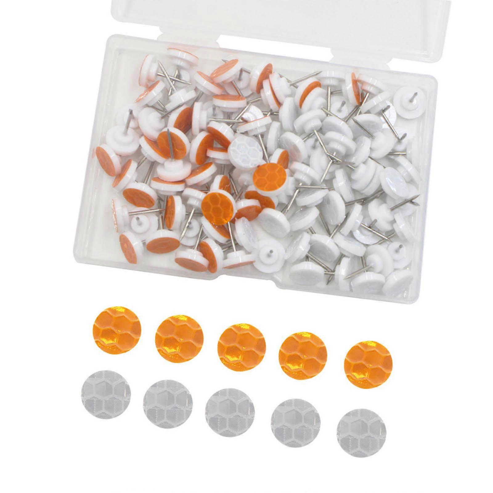 100 Pcs Reflective Thumb Tree Tacks Marking Tacks Reflective Tacks Trail Marking Reflectors Glow Tacks Multicolor