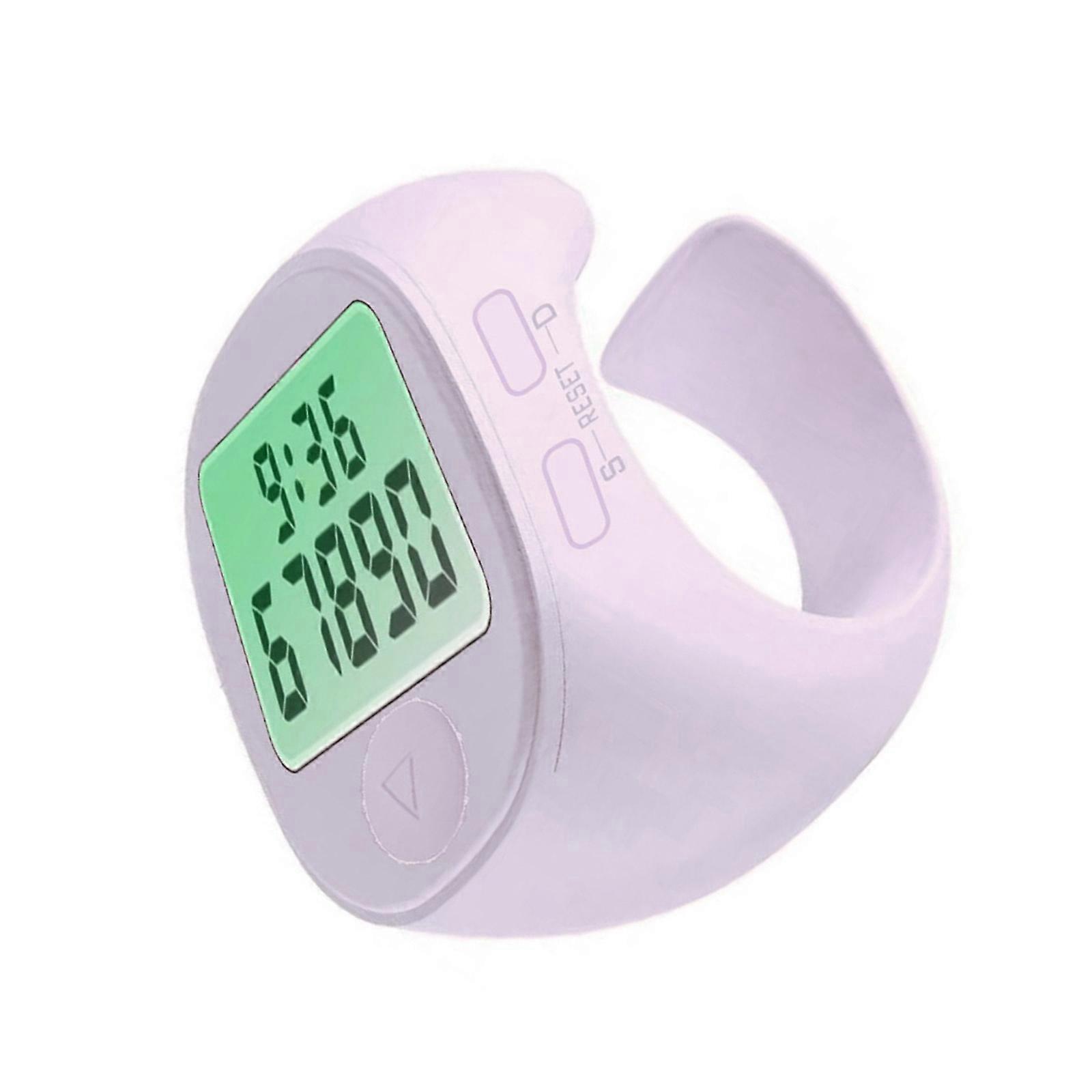 Convenient Electronic Finger Counter 5 Digit Rings with Timekeeping Function for Religious Observances and Praying  White