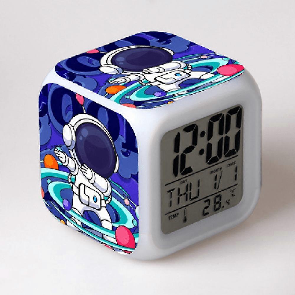 LED Alarm Clock with Astronaut Pattern - Glowing Colorful Digital Desk Clock, Compatible with HTNL#584 - Creative Gift for Kids & Adults