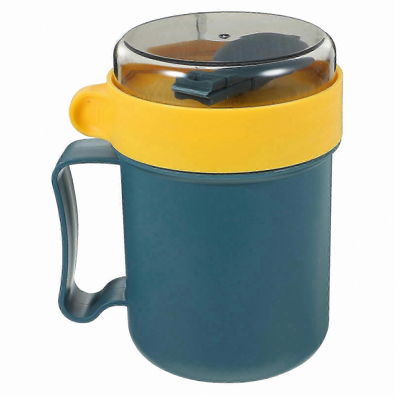 500ml Portable Soup Cup with Spoon, Household Milk Cup for Breakfast (Blue)