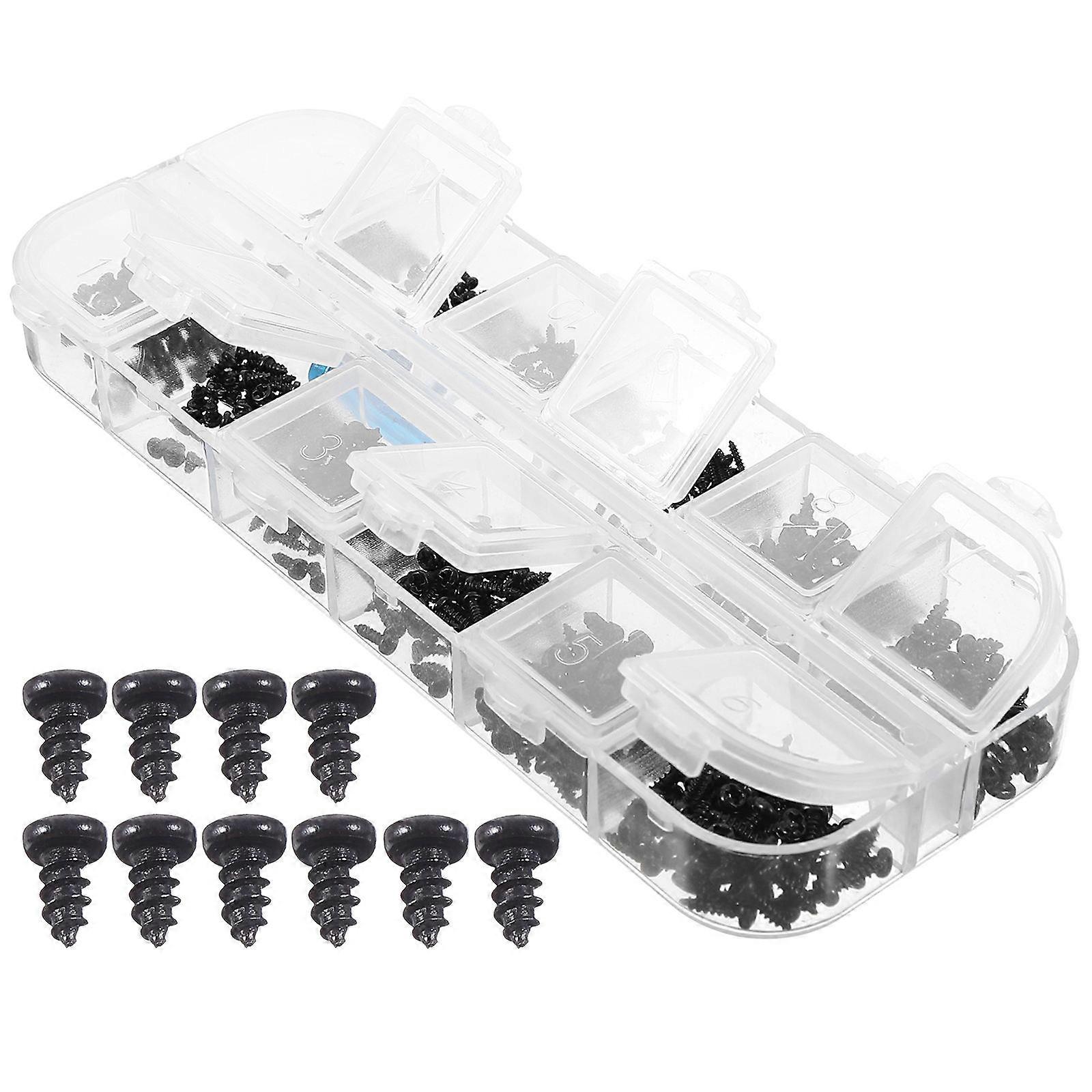 1 Box Self-tapping Screws Assorted Size Screws Quick Self-drilling Carbon Steel Screws with Screwdriver