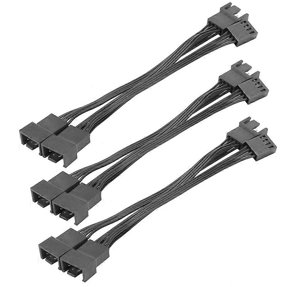 3Pcs Extension Cable 1 to 3 Computer Case CPU Fan Tandem Approach 4Pin Adapter Wire