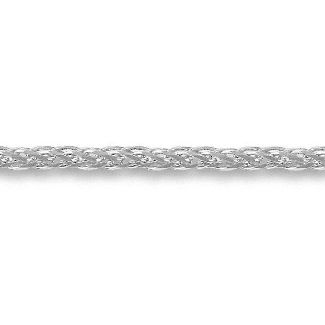 Jewelco London Unisex Solid 9ct White Gold Diamond Cut Spiga 1.2mm Gauge Pendant Chain Necklace