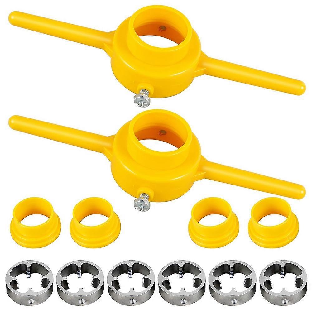 12Pcs PVC Thread Maker Tool, Pipe Threader Plumbing Tool Kit Reusable Round PVC Pipe Threader Set+1/2in,3/4in,1in Dies