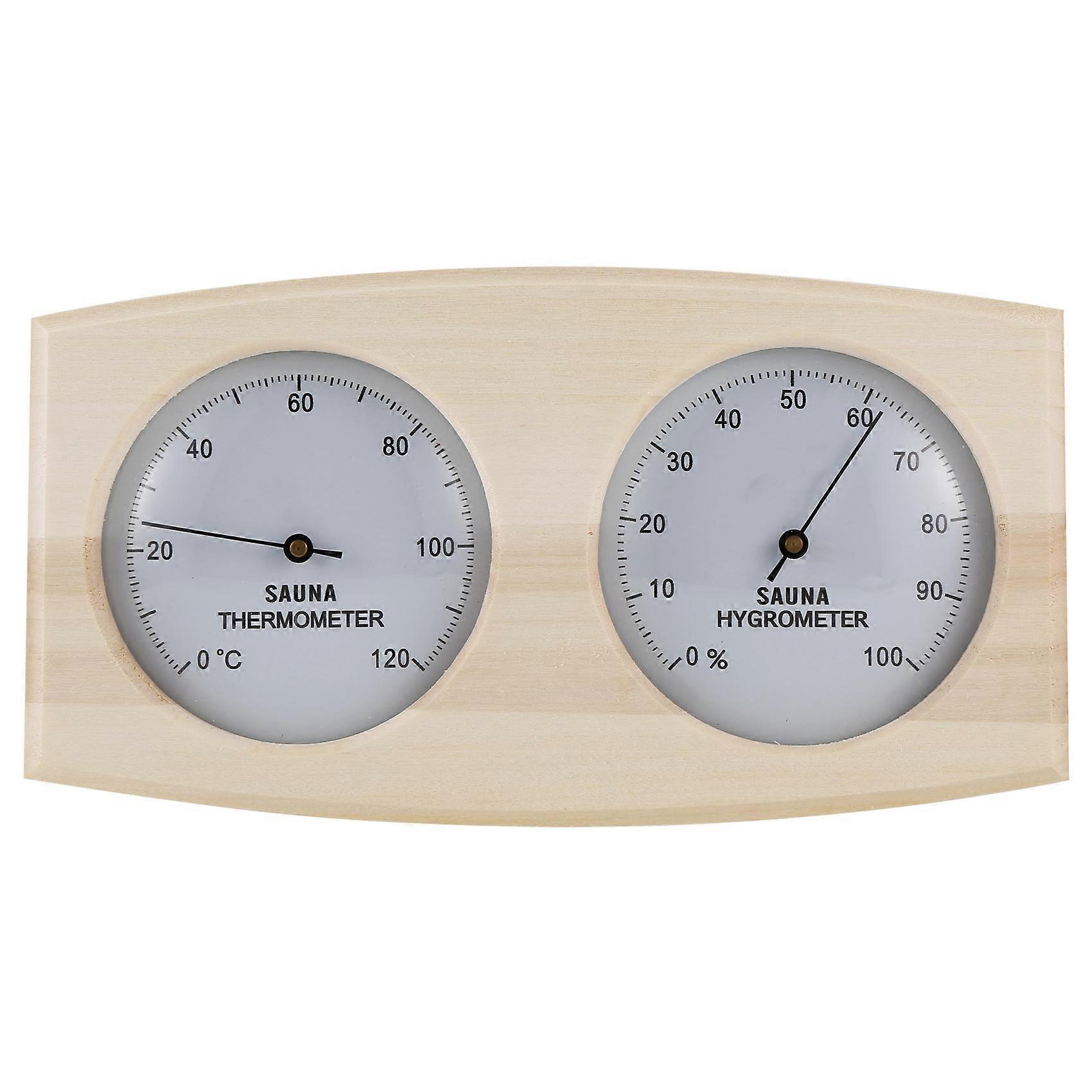 Wood Sauna Thermometer & Hygrometer, Wall-Mounted Spa Accessory