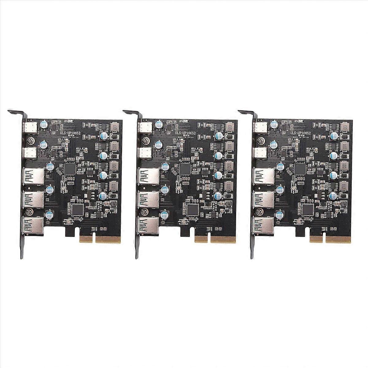 3X PCIe to USB 3.2 Gen 2 Card with 10Gbps Bandwidth 5-Port (3X USB-A -2X USB-C) Converter PCIE Split